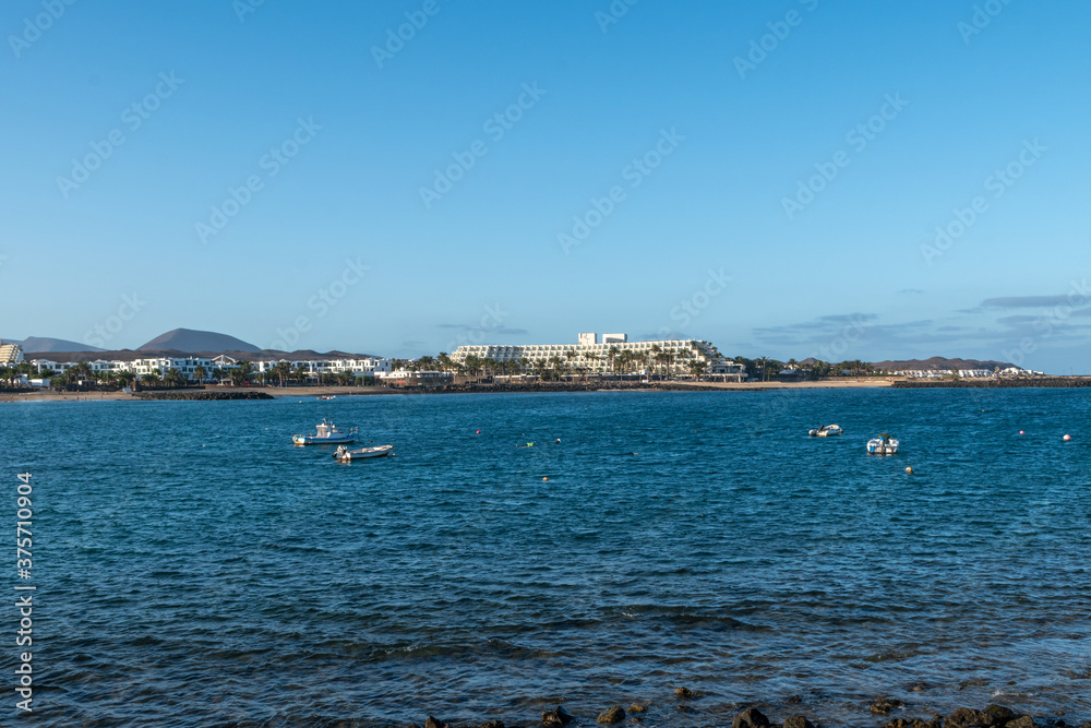 View of Costa Teguise, tourist center on the island of Lanzarote