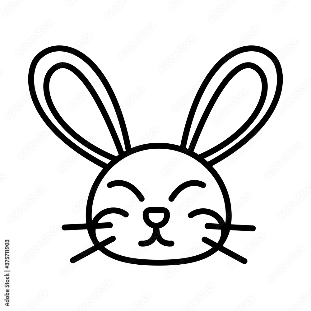 cute head rabbit animal white background linear style icon cute head rabbit animal white background linear style icon