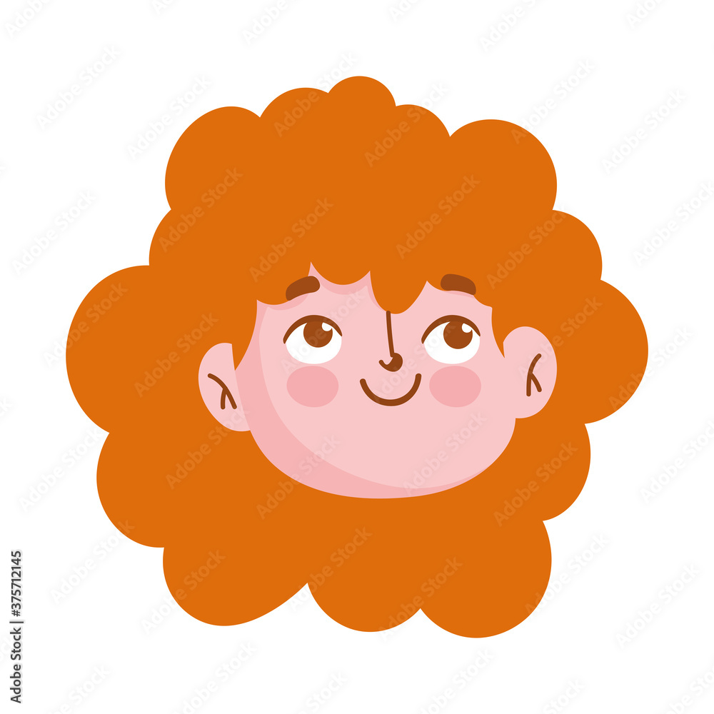 young girl female cartoon face, isolated icon white background young girl female cartoon face, isolated icon white background