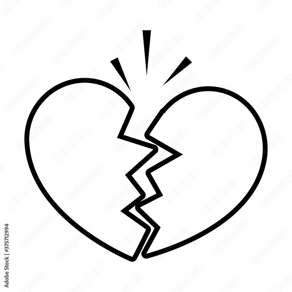 Obraz premium pop art elements concept, broken heart icon, line style