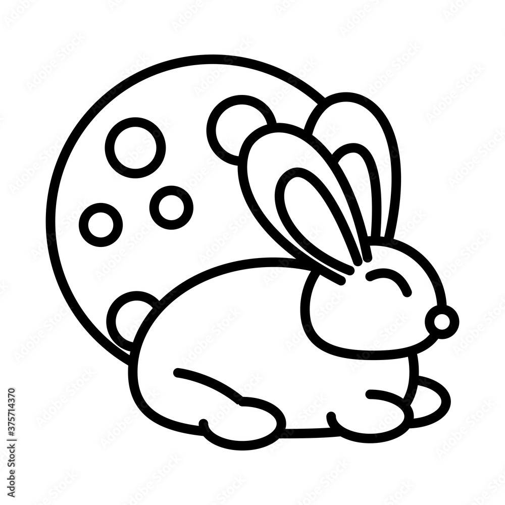 happy mid autumn festival, cute bunny moon cartoon, line style design happy mid autumn festival, cute bunny moon cartoon, line style design