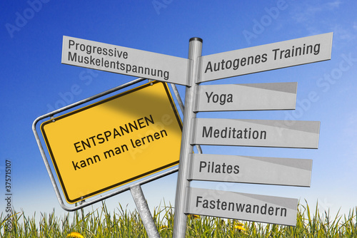 Foto Werbetafel Entspannen kann man lernen, Entspannungsmethoden