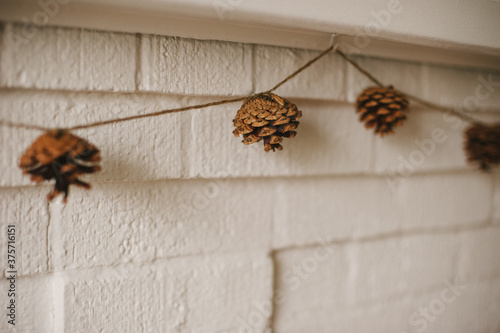Simple festive pinecone garland Christmas decor