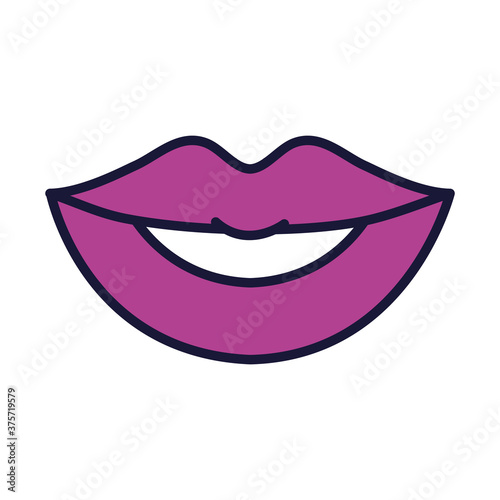 female mouth icon, line and fill style