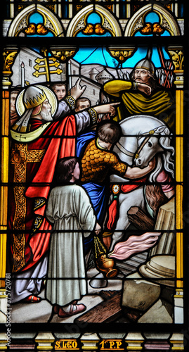 Pope Leo the great, stain glass