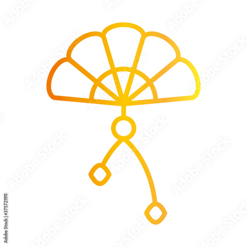 happy mid autumn festival, chinese fan ornament cartoon, gradient style icon