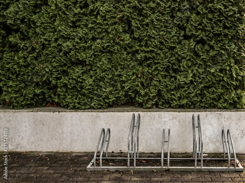 Empty bike rack outside a house
