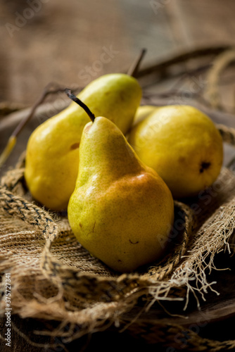 Barlett Pears in Rustic Setting photo