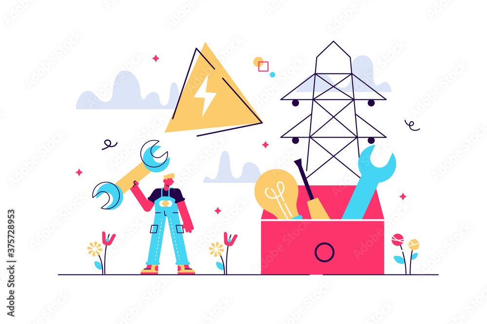 Electrician engineer, technician with wrench Electrician engineer, technician with wrench