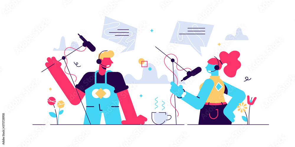 Podcast interview vector illustration Podcast interview vector illustration