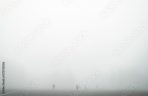 foggy landscape, lonely people 