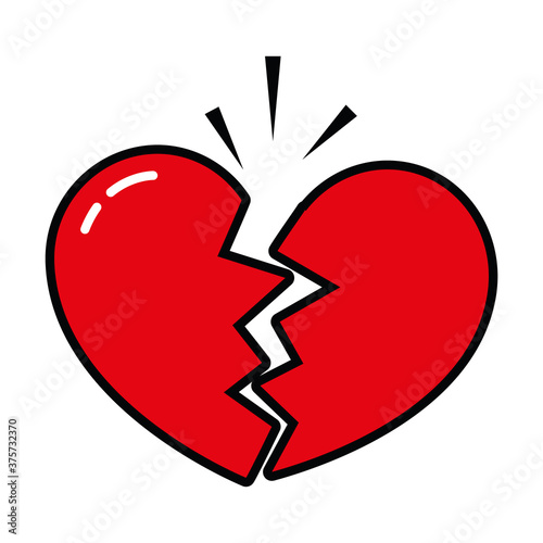pop art elements concept, broken heart icon, line and fill style