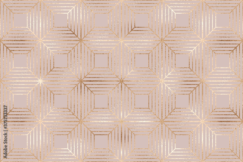 Obraz premium Geometric seamless pattern with bronze square tiles.