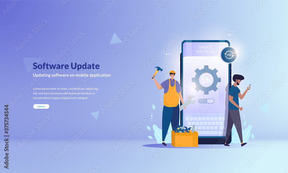 Software update or being repaired on illustration concept Software update or being repaired on illustration concept
