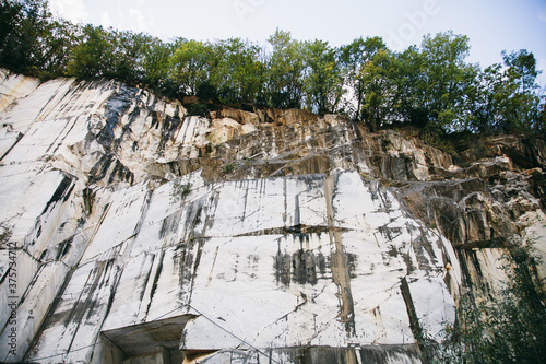 Face of a mountain mined for marble in Cararra, Italy