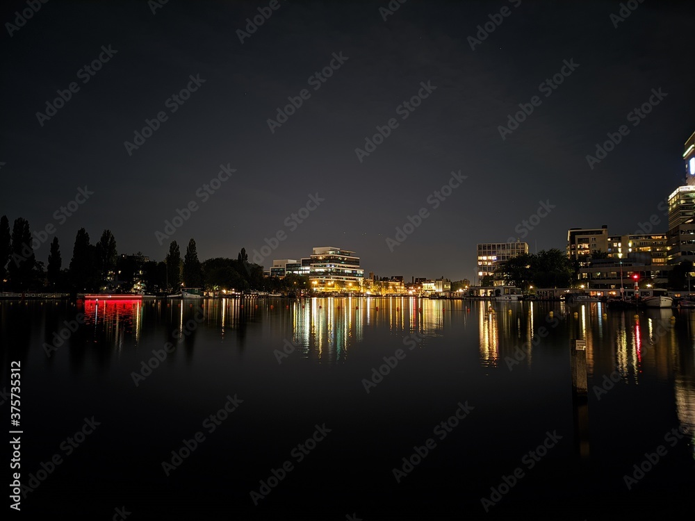 Night view of the Amstel river - Amsterdam