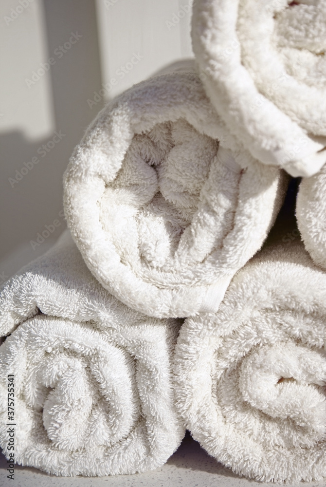 Rolled up towels at spa Rolled up towels at spa