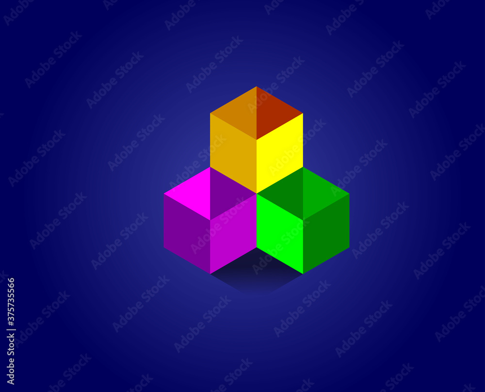 Abstract Geometry isometric logo design concept insignia for Architecture Industrial online shop technology
