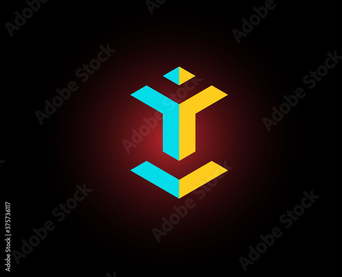 Abstract Geometry isometric logo design concept unity crowd architect