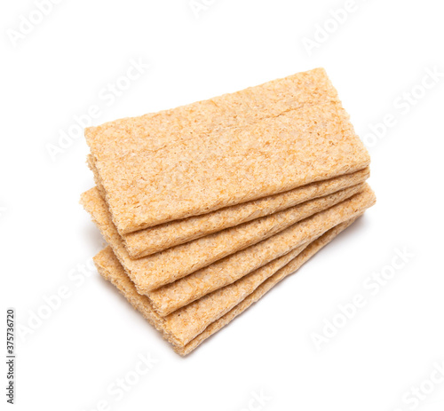Crispbread loaves, isolated on a white background.