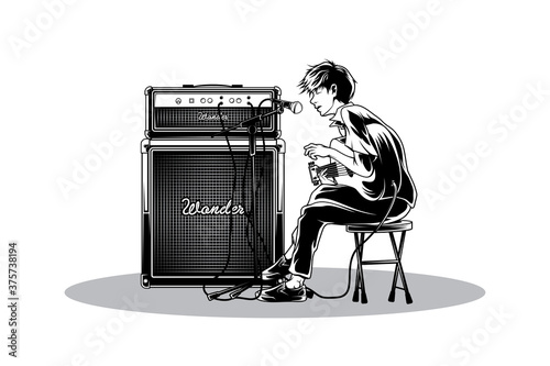 Sing in acoustic illustration vector