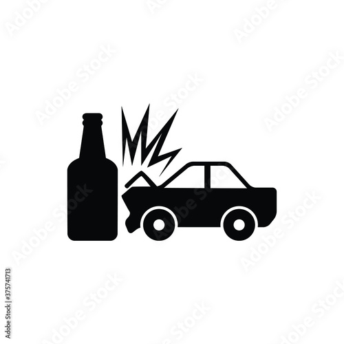 Car hit bottle icon vector on white background, simple sign and symbol.