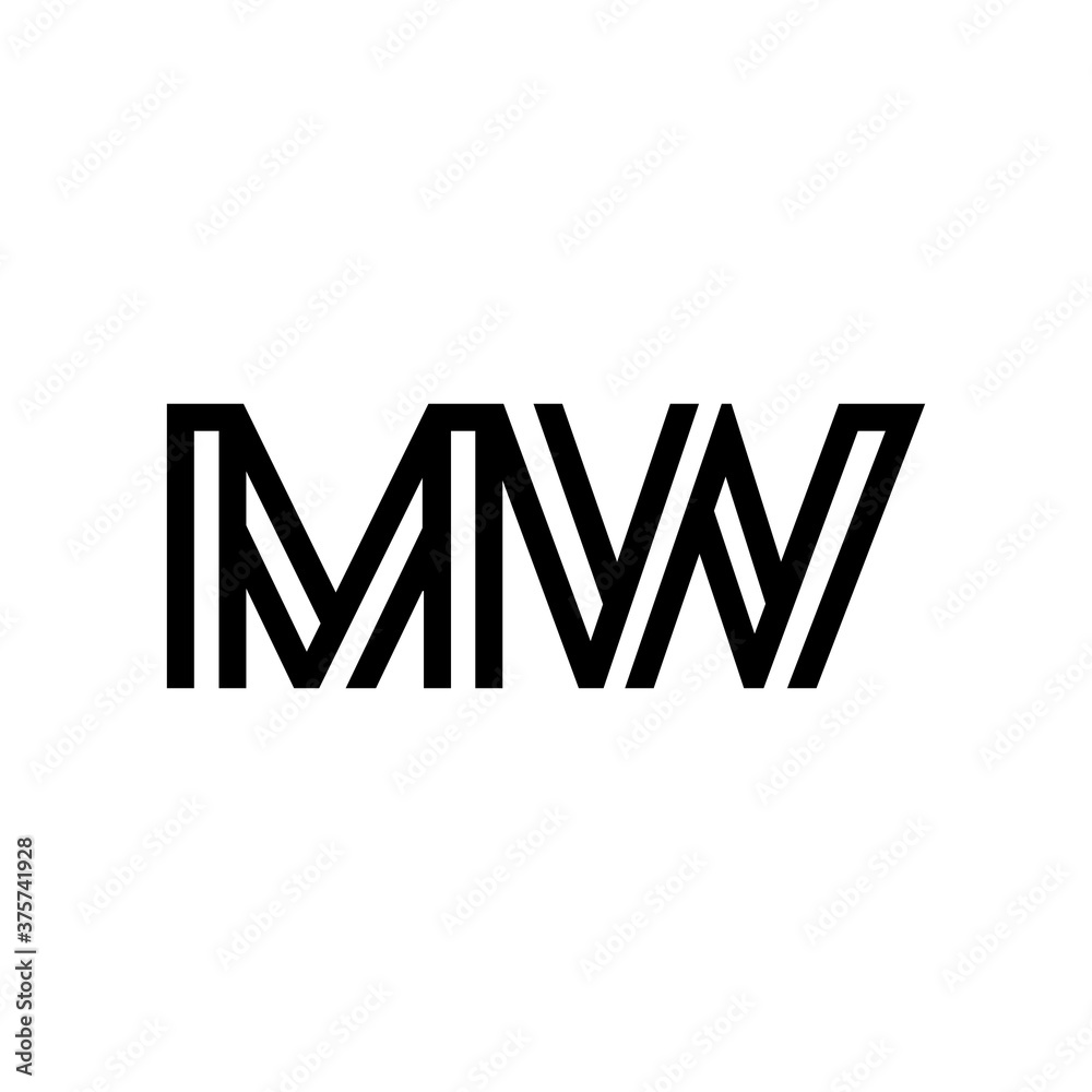 initial letter mw line stroke logo modern initial letter mw line stroke logo modern