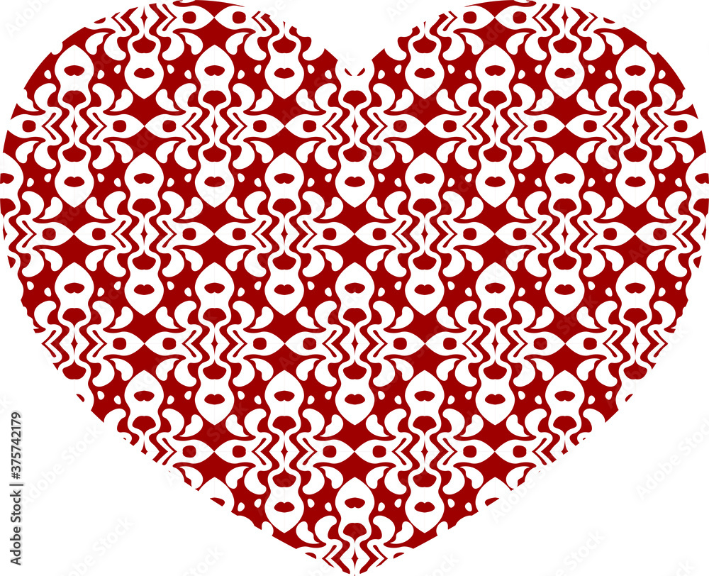Simple Heart Vector Design in Red with Pattern Theme