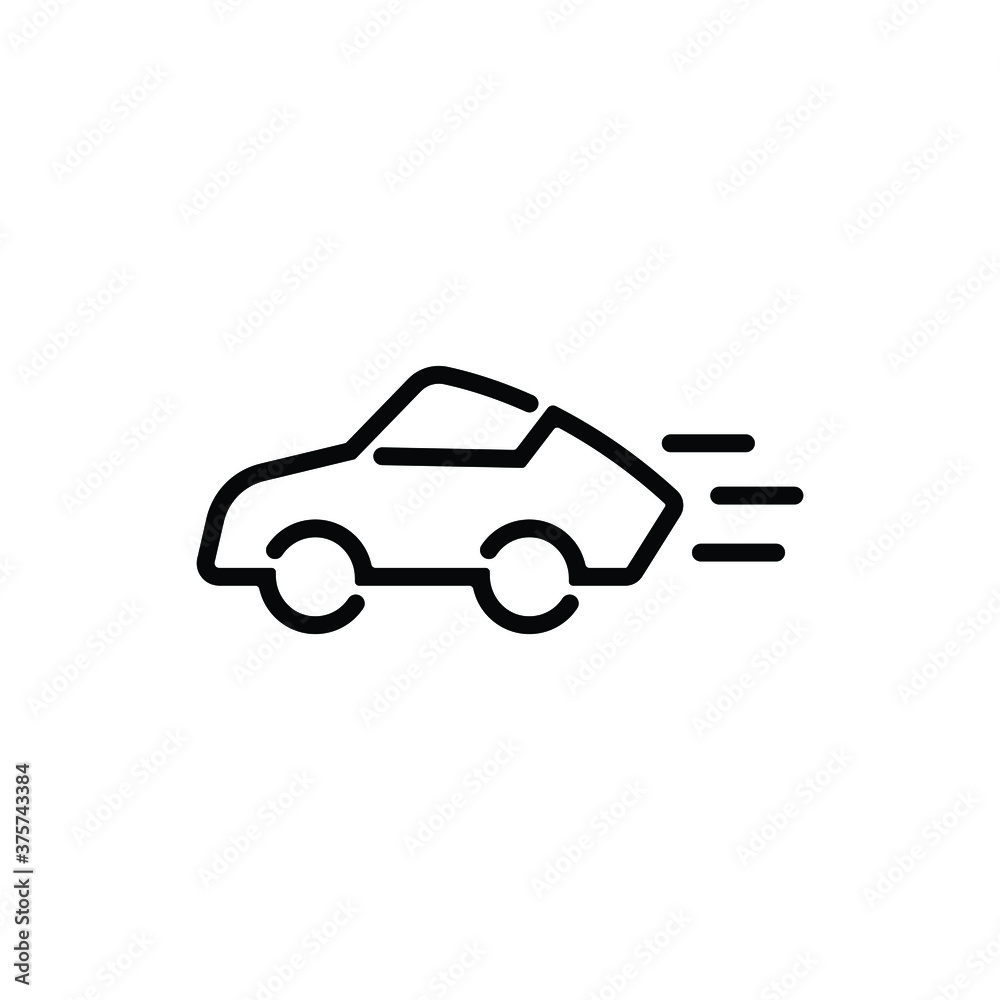 Moving car icon vector on white background, simple sign and symbol.