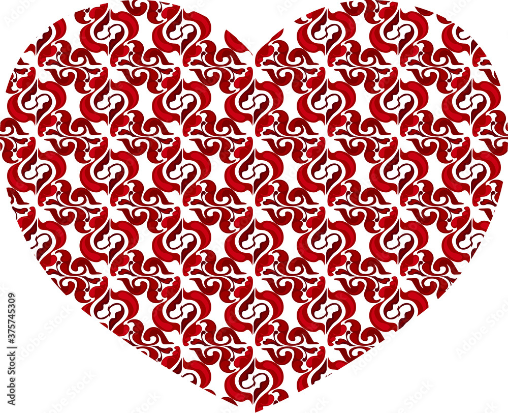 Simple Heart Vector Design in Red with Pattern Theme