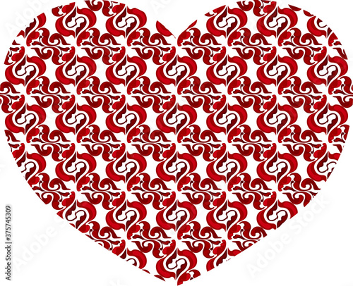 Simple Heart Vector Design in Red with Pattern Theme