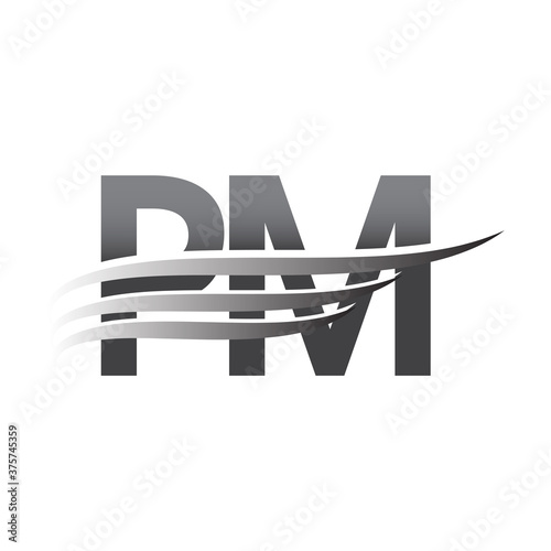 Initial PM wing logo, grey color vector logotype, logo for company name business and company identity.