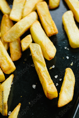 Chunky potato chips (fries) with sea salt