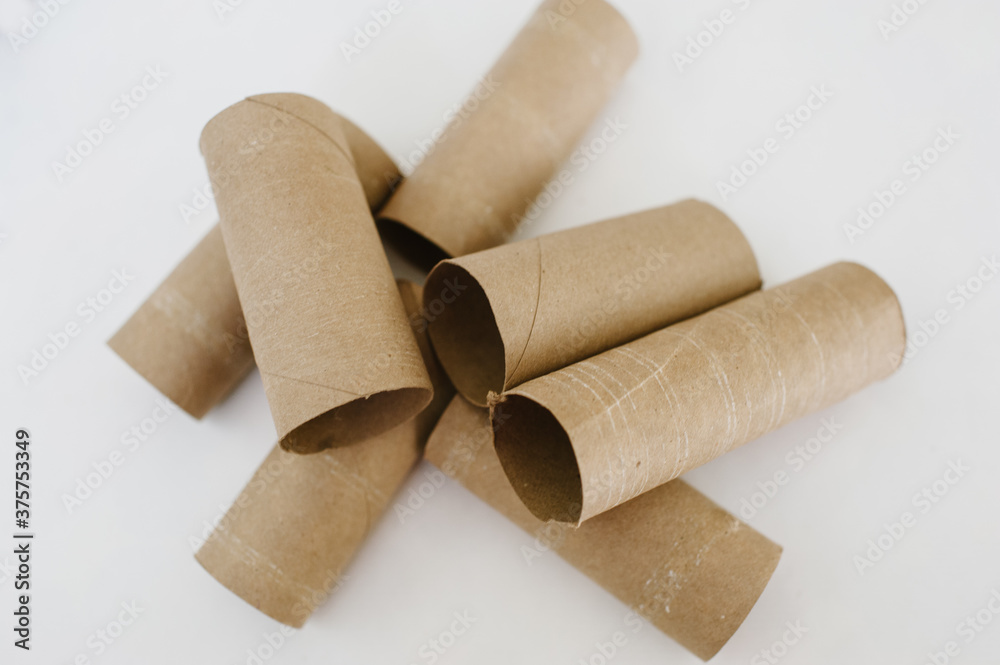 Mound of toilet paper roll to begin making DIY binoculars Mound of toilet paper roll to begin making DIY binoculars