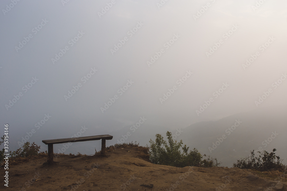 Landscape in the mist in the mountain ,Nagarkot,Nepal Landscape in the mist in the mountain ,Nagarkot,Nepal