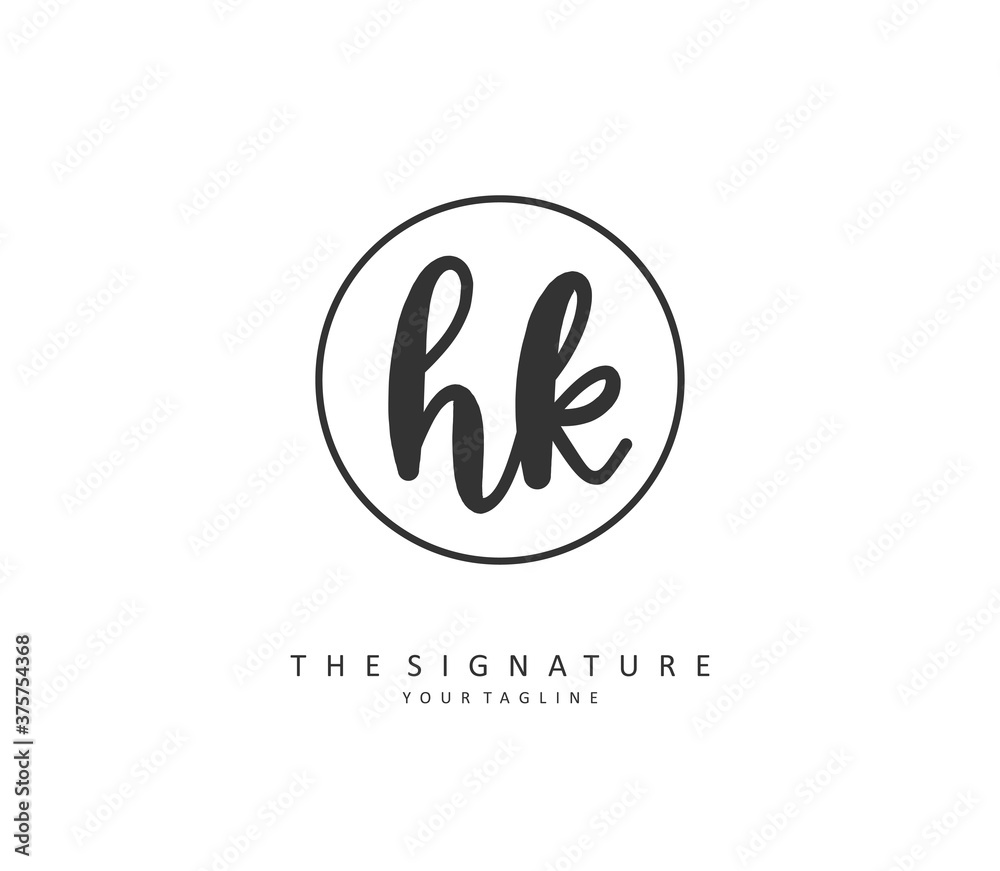 H K HK Initial letter handwriting and signature logo. A concept handwriting initial logo with template element. H K HK Initial letter handwriting and signature logo. A concept handwriting initial logo with template element.