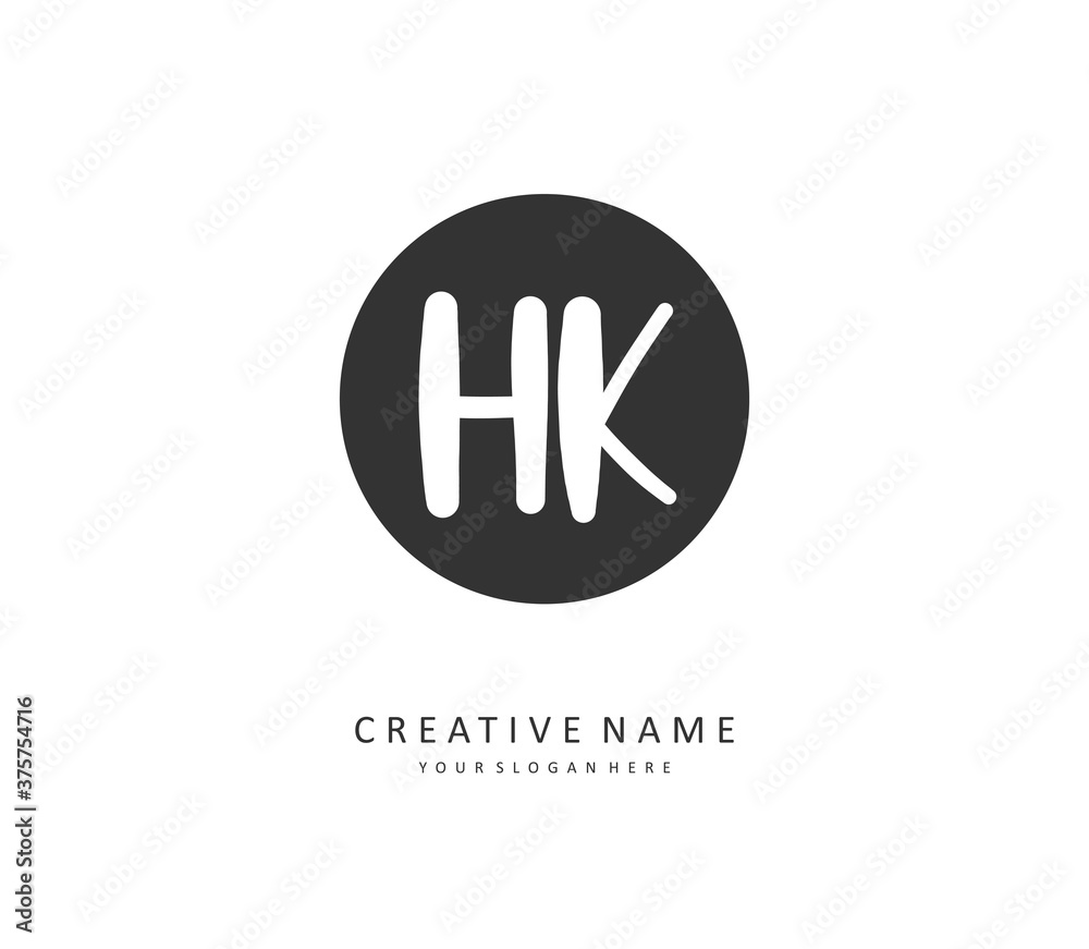 H K HK Initial letter handwriting and signature logo. A concept handwriting initial logo with template element. H K HK Initial letter handwriting and signature logo. A concept handwriting initial logo with template element.