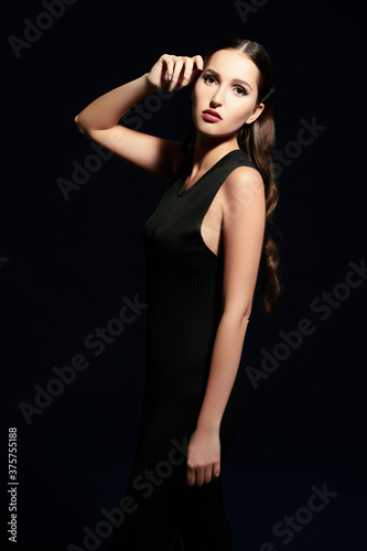 pretty woman in black dress