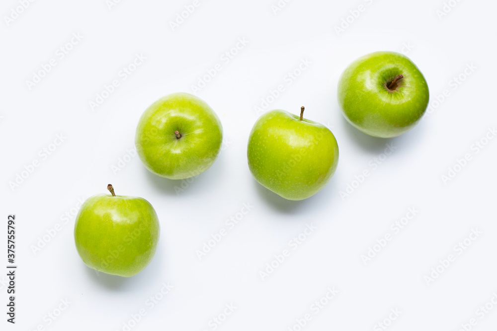 Green apples on white background. Copy space Green apples on white background. Copy space