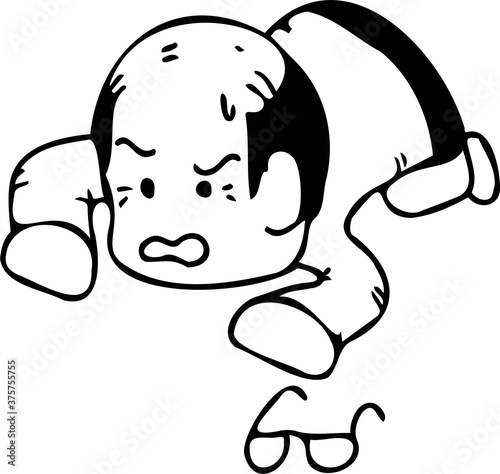 落としたメガネを探す男
