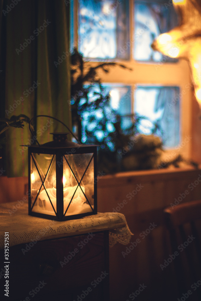 lantern in christmassy ambience lantern in christmassy ambience