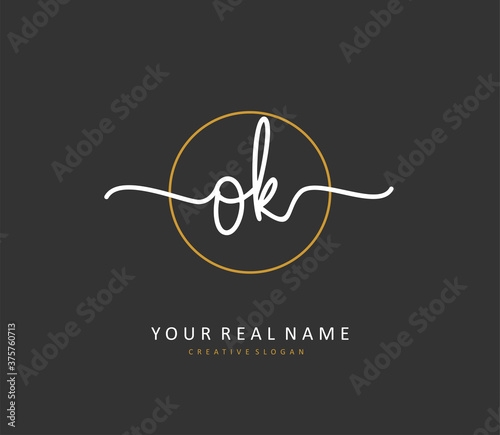 O K OK Initial letter handwriting and signature logo. A concept handwriting initial logo with template element. © FAAZT_Creative