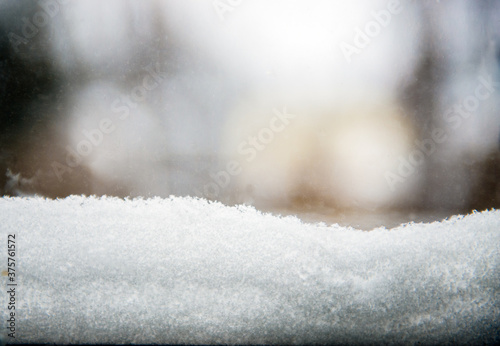 Accumulated snow on the window