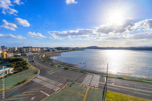 Coastal Road in Seongsan  Jeju Island  South Korea