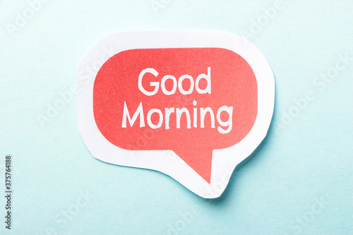 Good Morning Speech Bubble Isolated On Blue Background