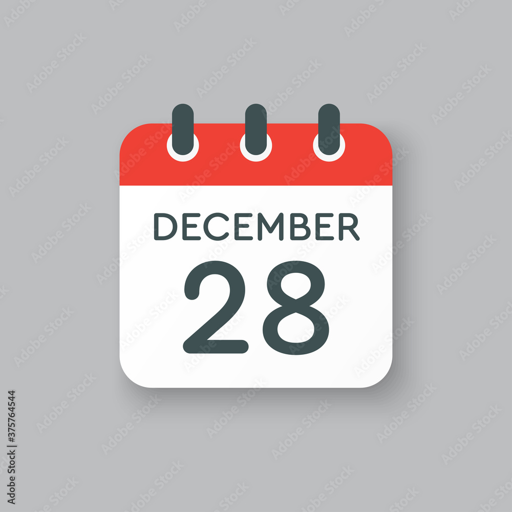 Calendar icon day 28 December, template icon day Calendar icon day 28 December, template icon day