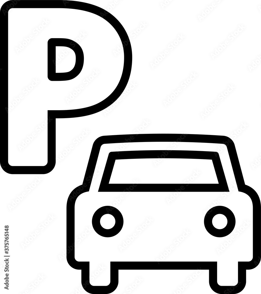 駐車場のピクトグラム （縁取りver.） - obrazy, fototapety, plakaty 