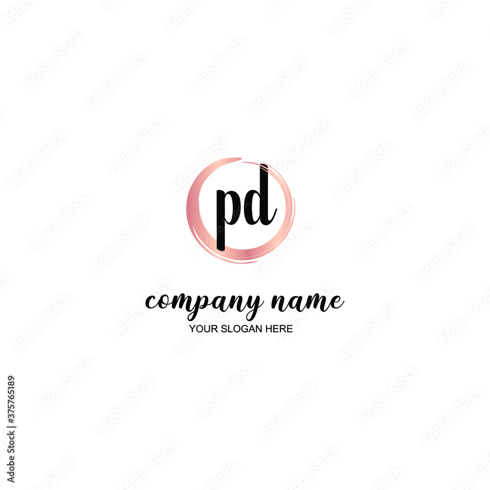 PD Initial handwriting logo template vector PD Initial handwriting logo template vector