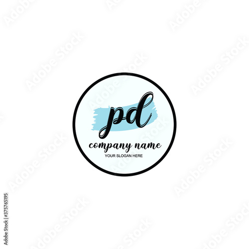 PD Initial handwriting logo template vector