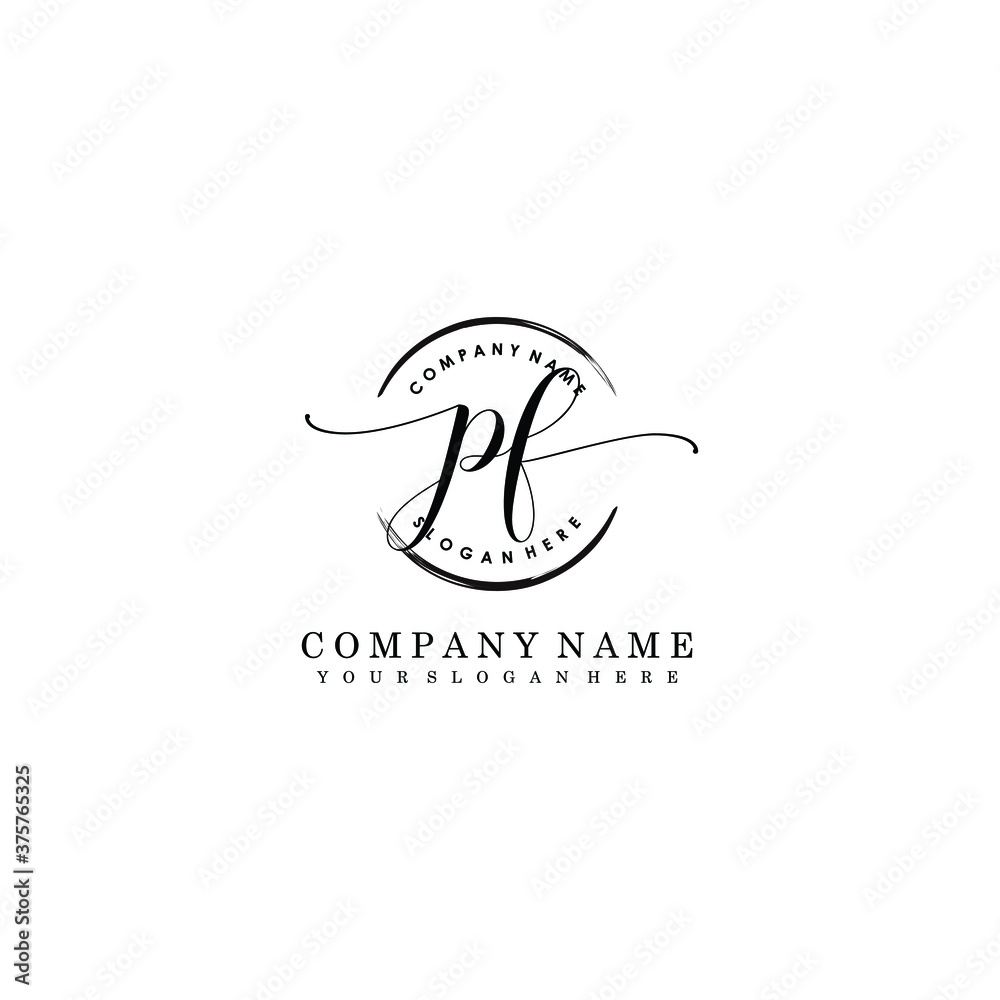 PF Initial handwriting logo template vector PF Initial handwriting logo template vector
